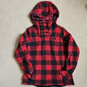 The North Face Red and Black Plaid Fleece Pullover